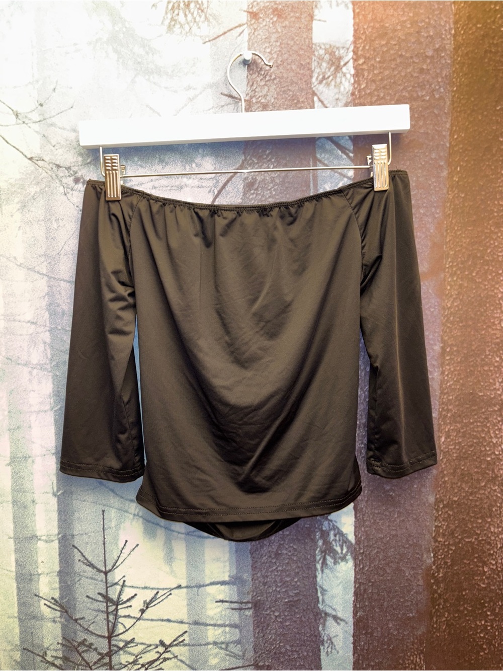 Black Off-Shoulder Ruched Top - Picture 2 of 2